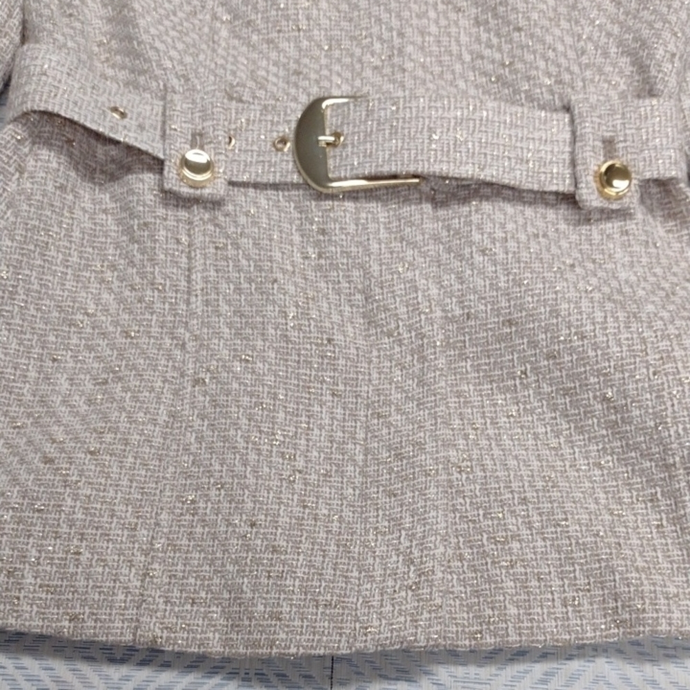 Zara Cream And Gold Textured Women's Blazer - Picture 4 of 16